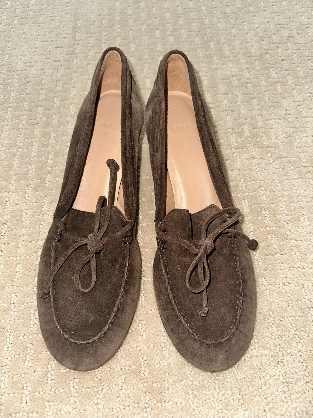Boss Brown Suede Tie-Front Women's Loafers